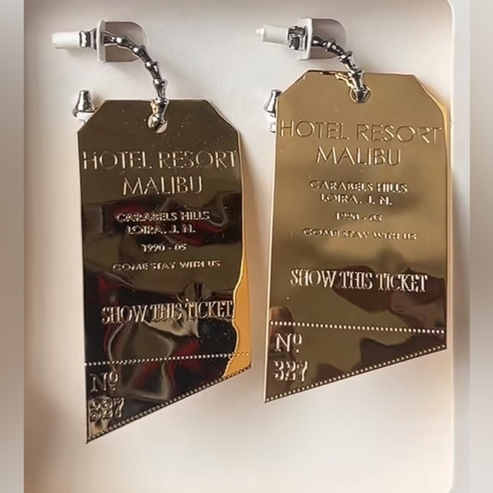 ZARA PLAQUE EARRINGS WITH TEXT new no tags
 ✨✨🔥